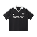 GHOODBOY: Contrast Collar Striped Soccer Jersey