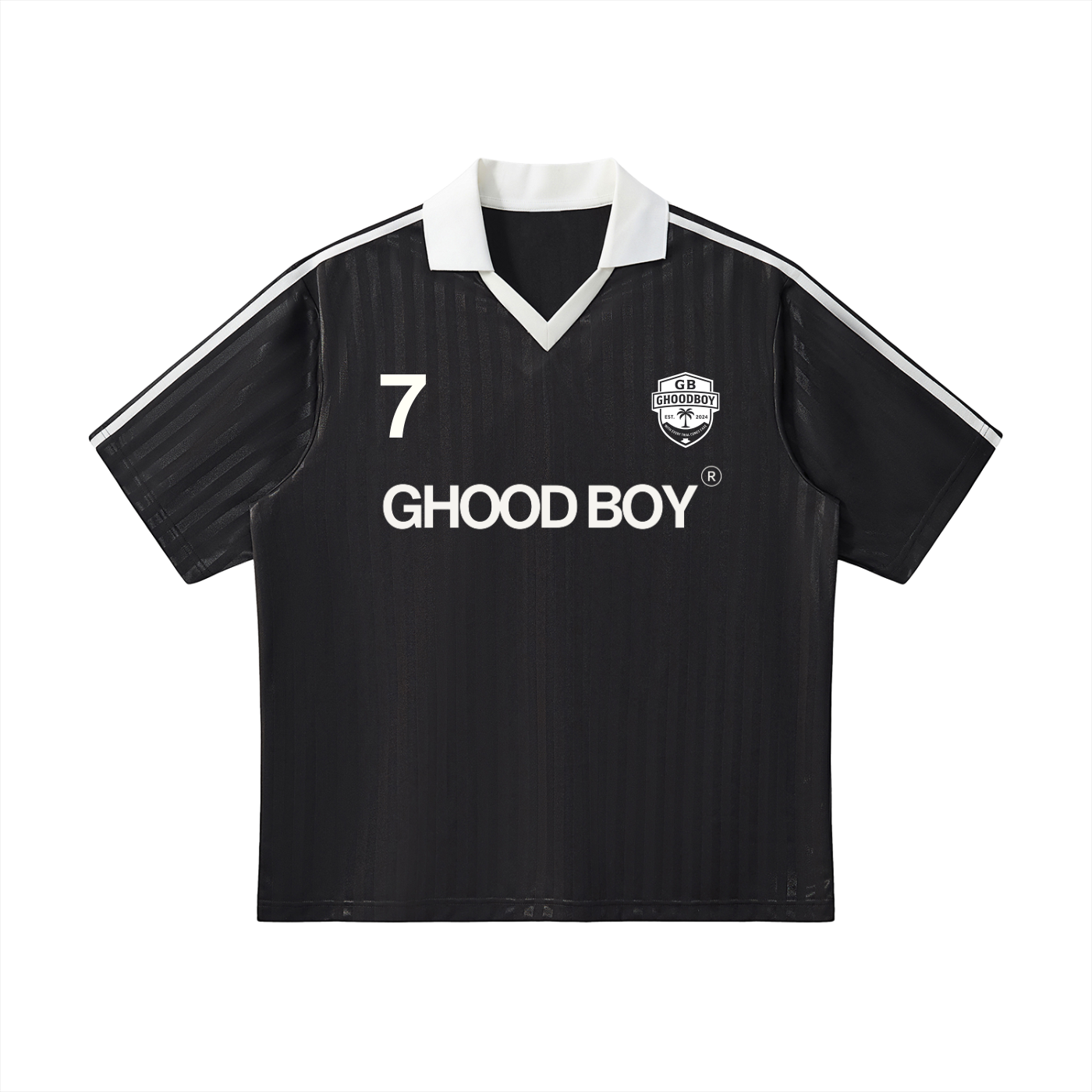 GHOODBOY: Contrast Collar Striped Soccer Jersey