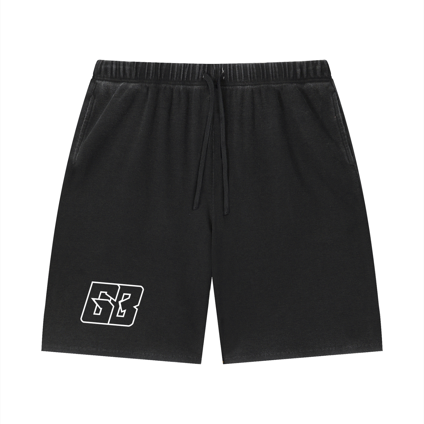 Unisex Vintage Wash Sunfade Waffle Raw Hem Shorts