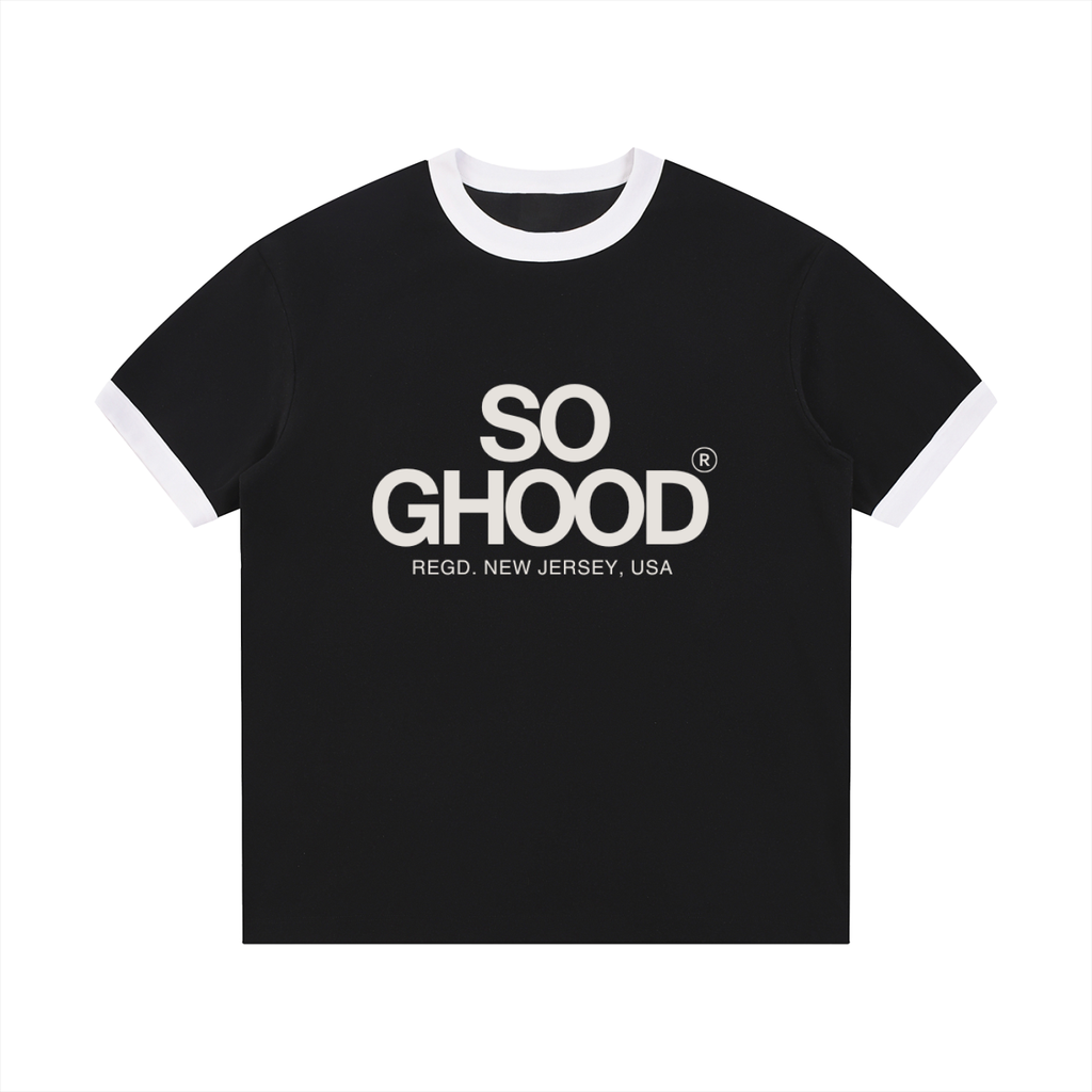 Contrast Edge Ribbed Crewneck T-Shirt