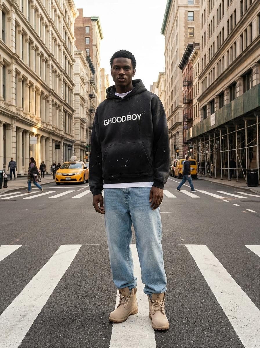 Vintage Washed Frayed Fleece Hoodie