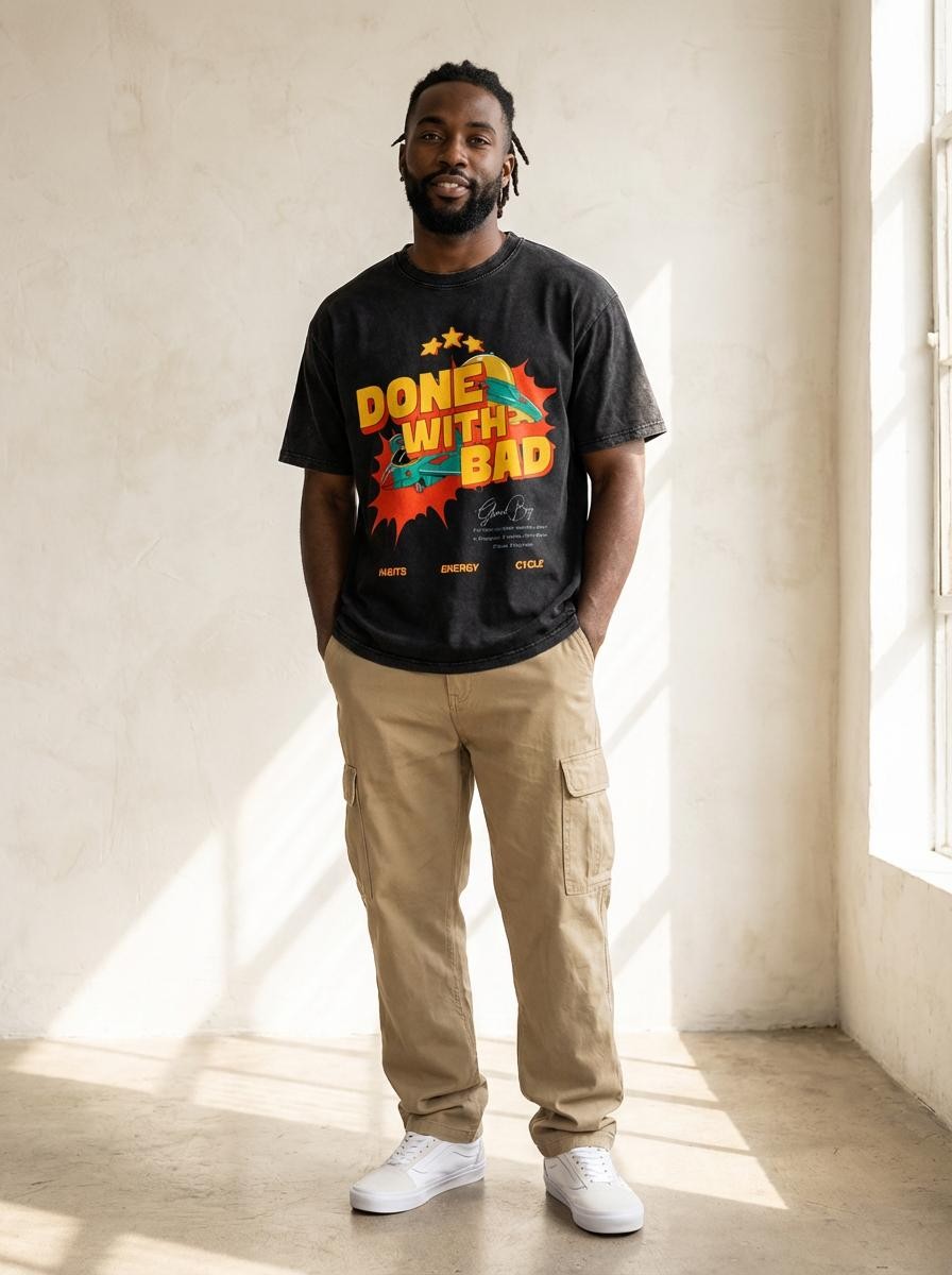 Snow Washed Oversized Cotton T-Shirt