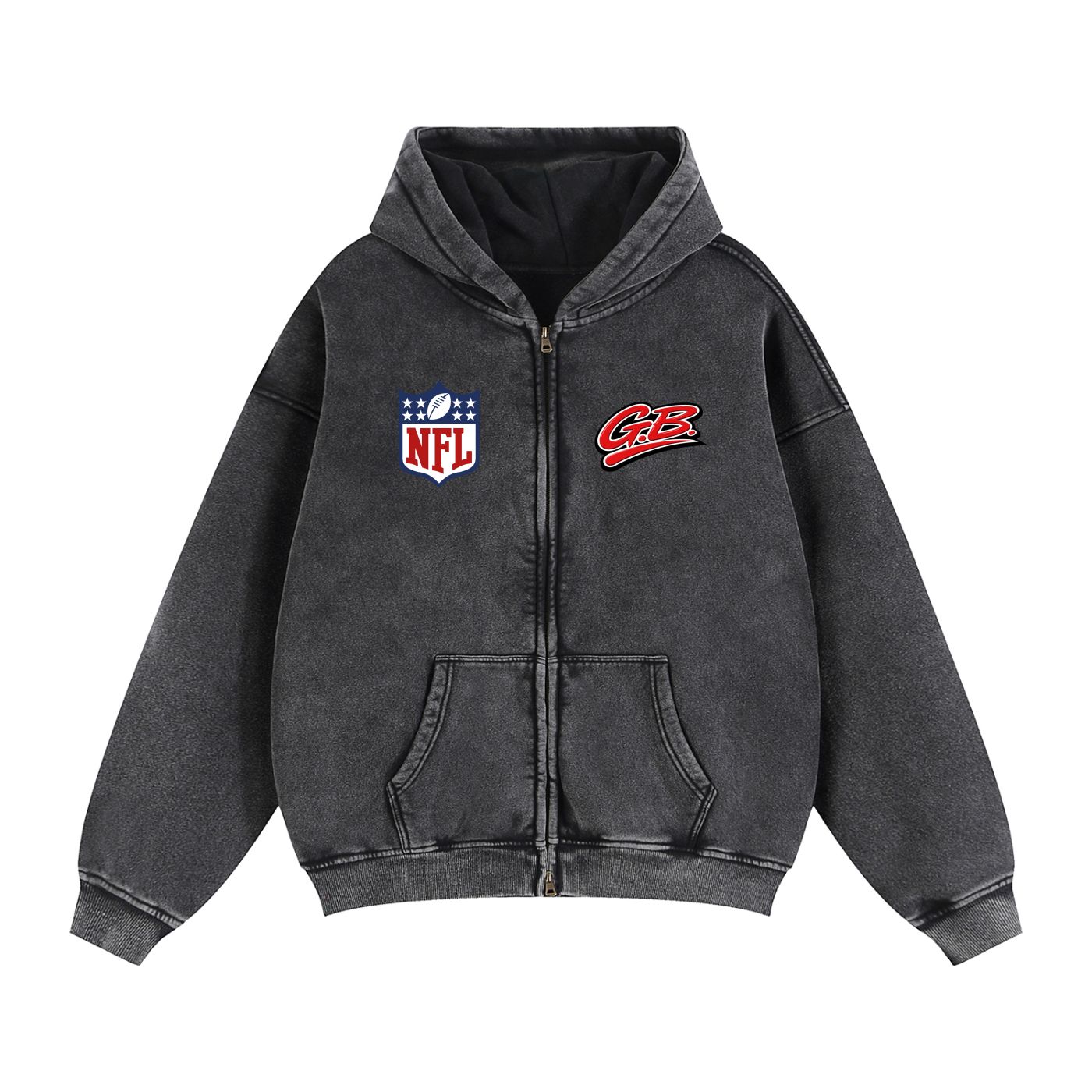 GHOODBOY: Zip-Through Boxy Fleece Hoodie