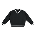 V-Neck Contrast Collar Boxy Sweatshirt