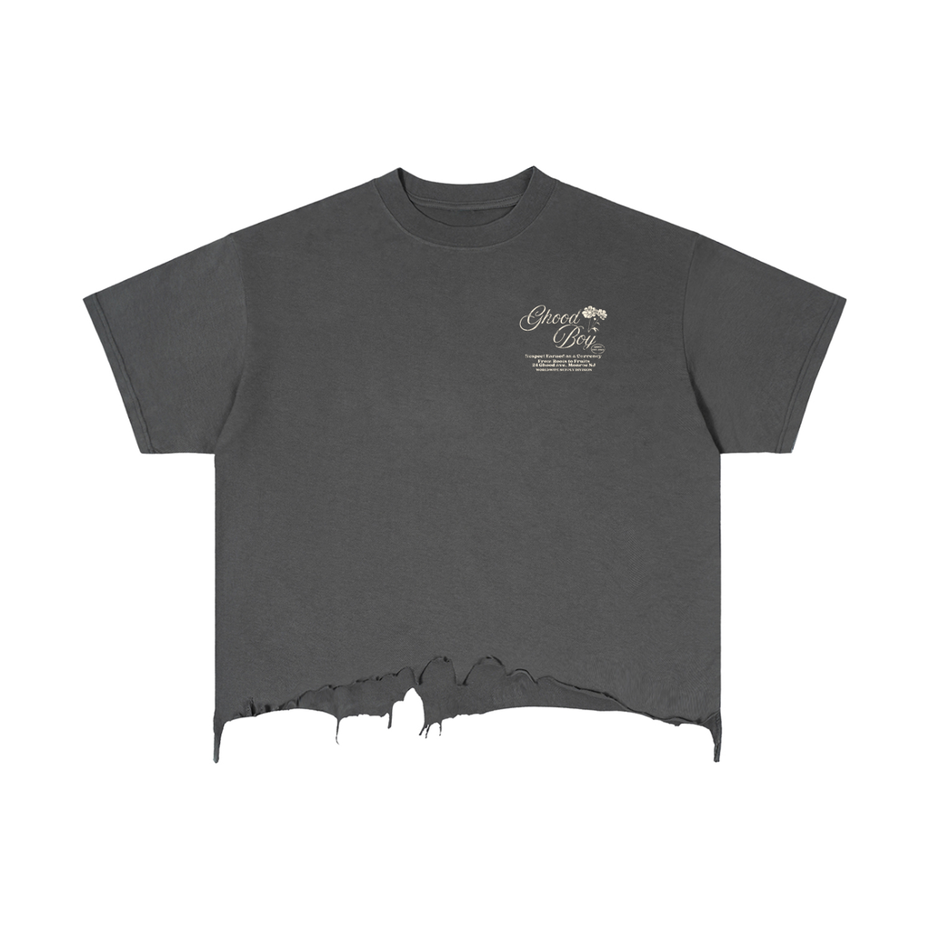 GHOODBOY Vintage Wash Boxy Distressed Hem T-Shirt