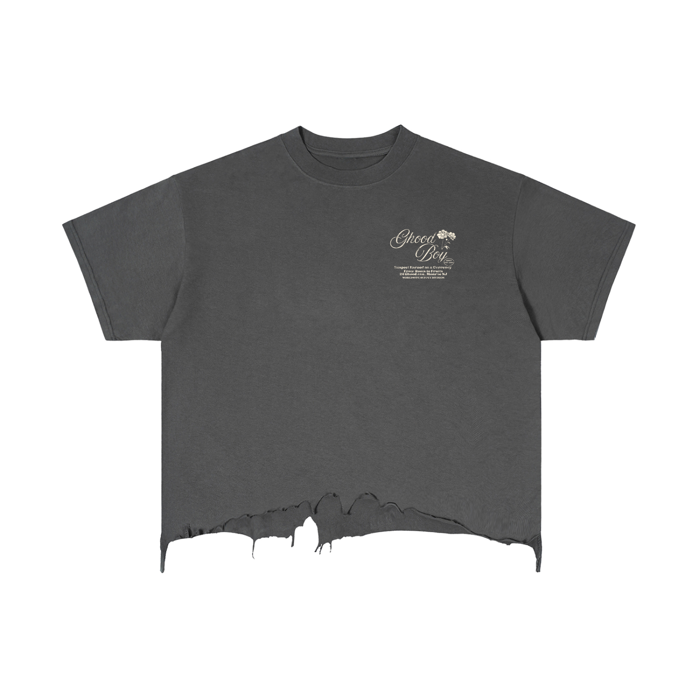 GHOODBOY Vintage Wash Boxy Distressed Hem T-Shirt