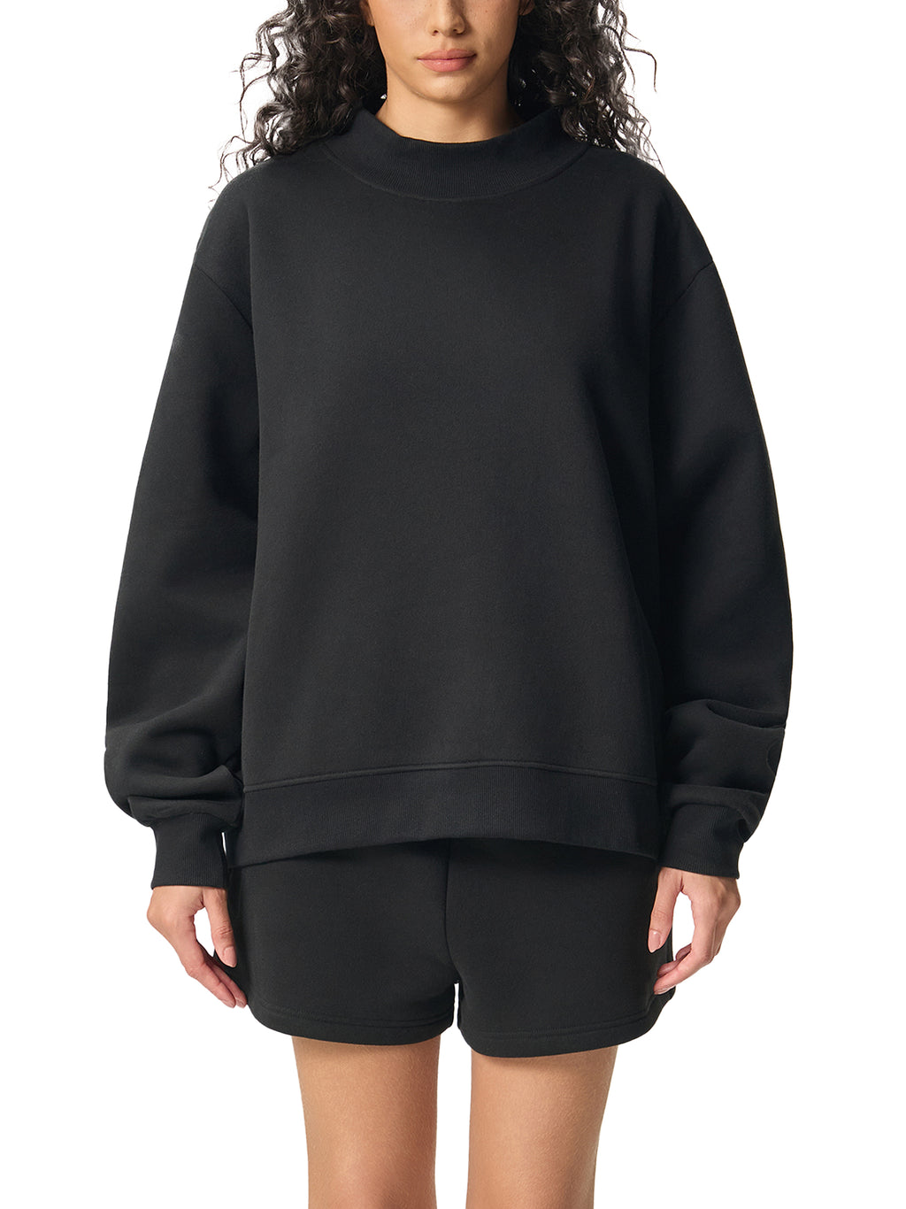 GHOODGYRL Essential Fleece Mock-Neck Crew Sweatshirt
